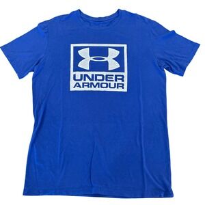 Under Armour Mens Blue Graphic Logo Short Sleeve T-Shirt Size Medium Activewear